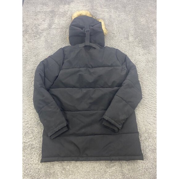 Puremsx Jacket Womans Medium Black Puffer Faux Fur Hood Quilted Ski Snow Coat - Picture 2 of 8